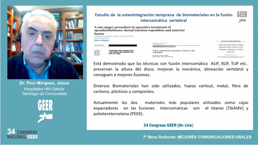 C.O.27. Estudio de la osteointegración temprana de biomateriales en la fusión intersomática intervertebral