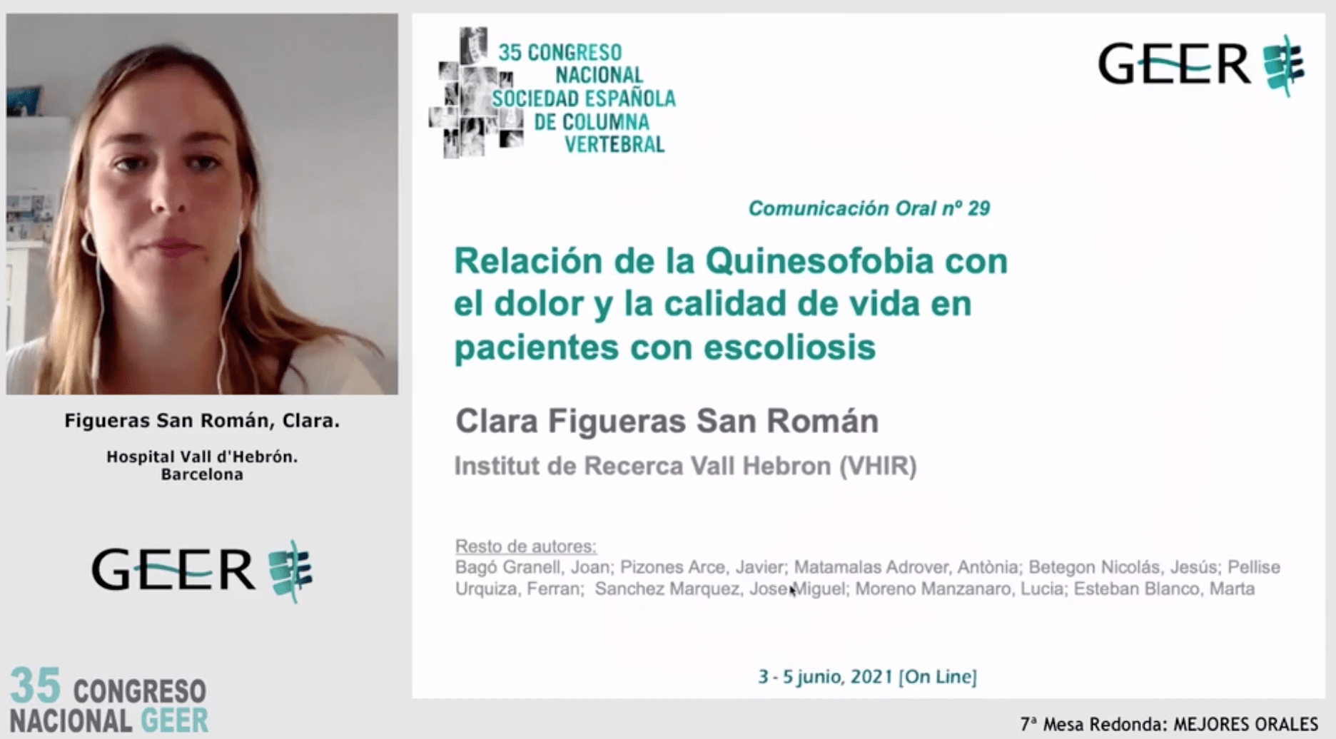 Comunicación Oral nº 29 - Relación de la quinesofobia con el dolor y la calidad de vida en pacientes con escoliosis idiopática