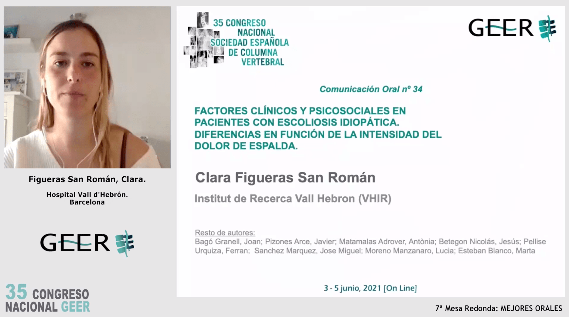 Comunicación Oral nº 34 - Factores clínicos y psicosociales en pacientes con escoliosis idiopática. Diferencias en función de la intensidad del dolor de espalda