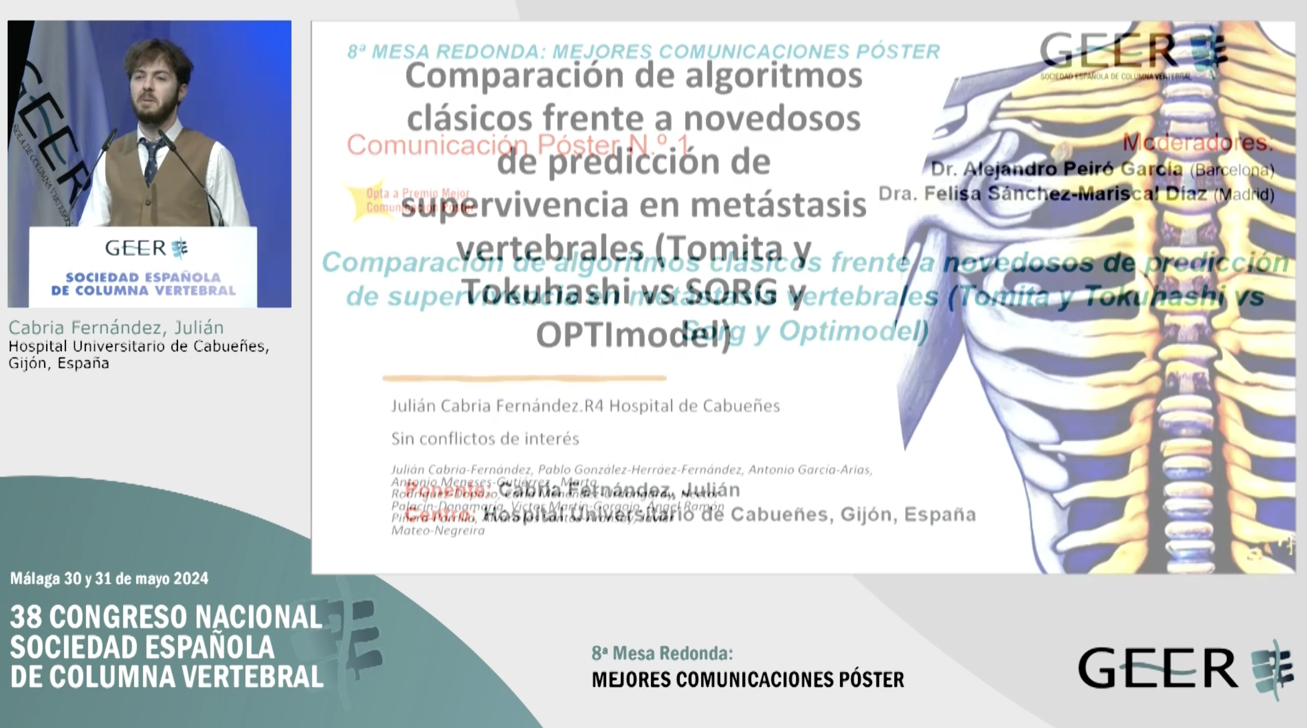 C.P.1. Comparación de algoritmos clásicos frente a novedosos de predicción de supervivencia en metástasis vertebrales (Tomita y Tokuhashi vs Sorg y Optimodel)